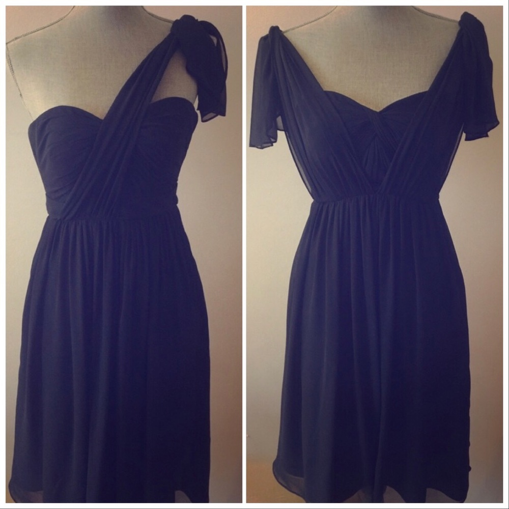 FINAL [0] Jenny Yoo Navy Chiffon Dress - LIKE NEW